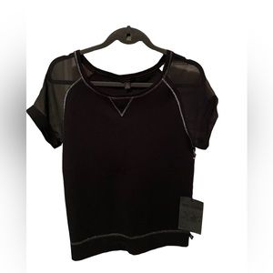 NWT True Religion cashmere tee with silk sleeve.